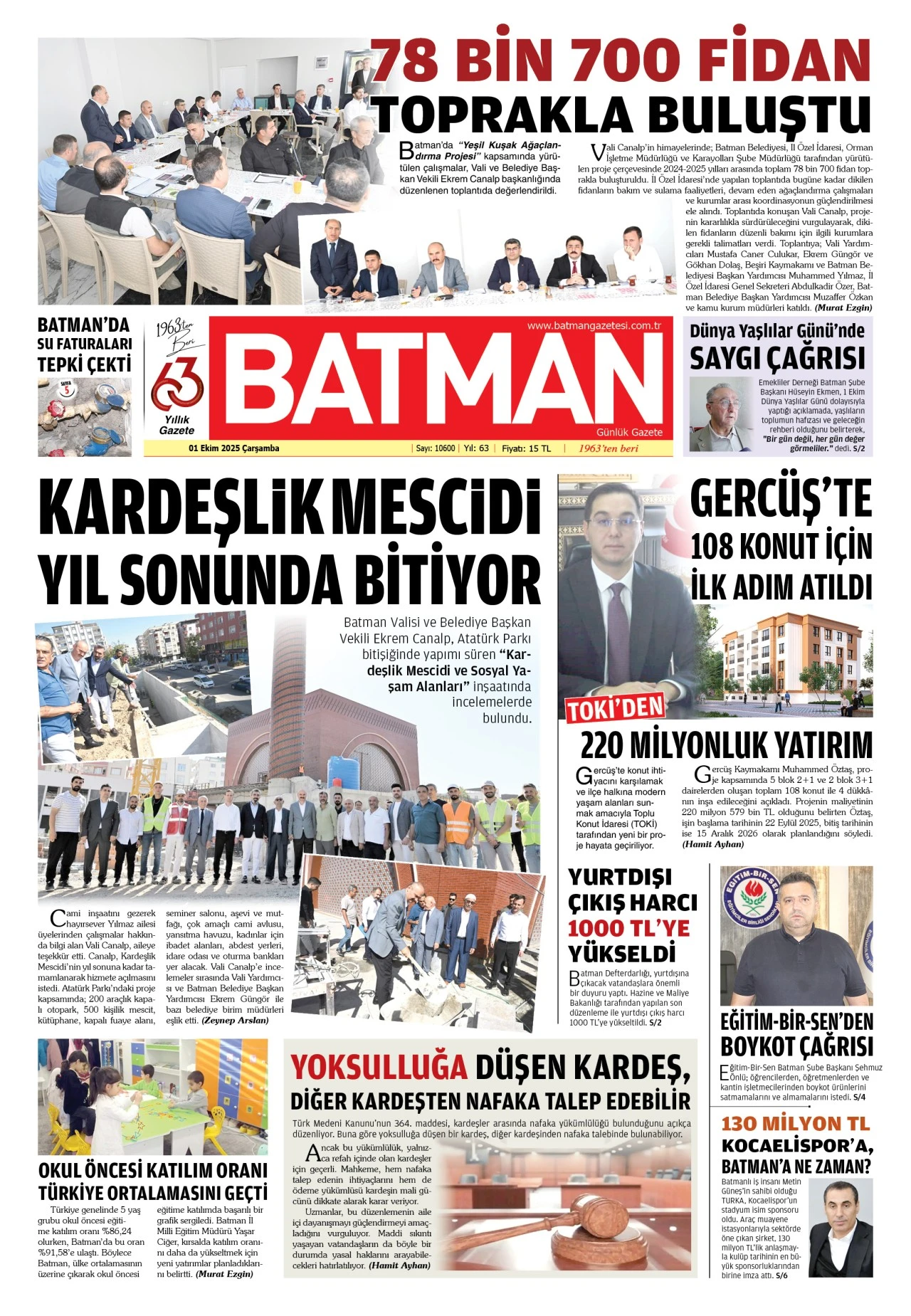 1 EKİM 2025 ÇARŞAMBA