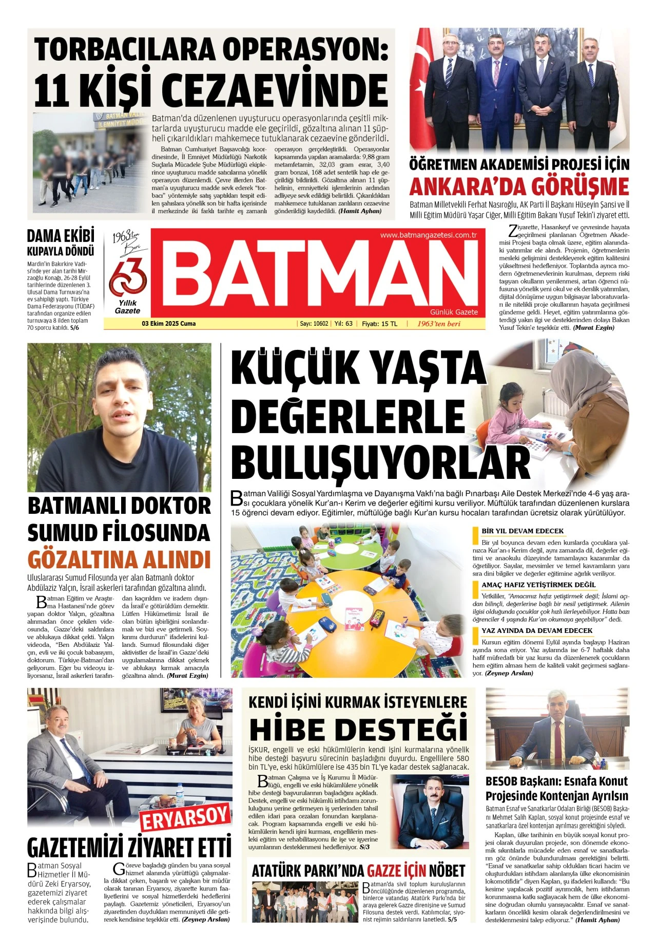 3 EKİM 2025 CUMA