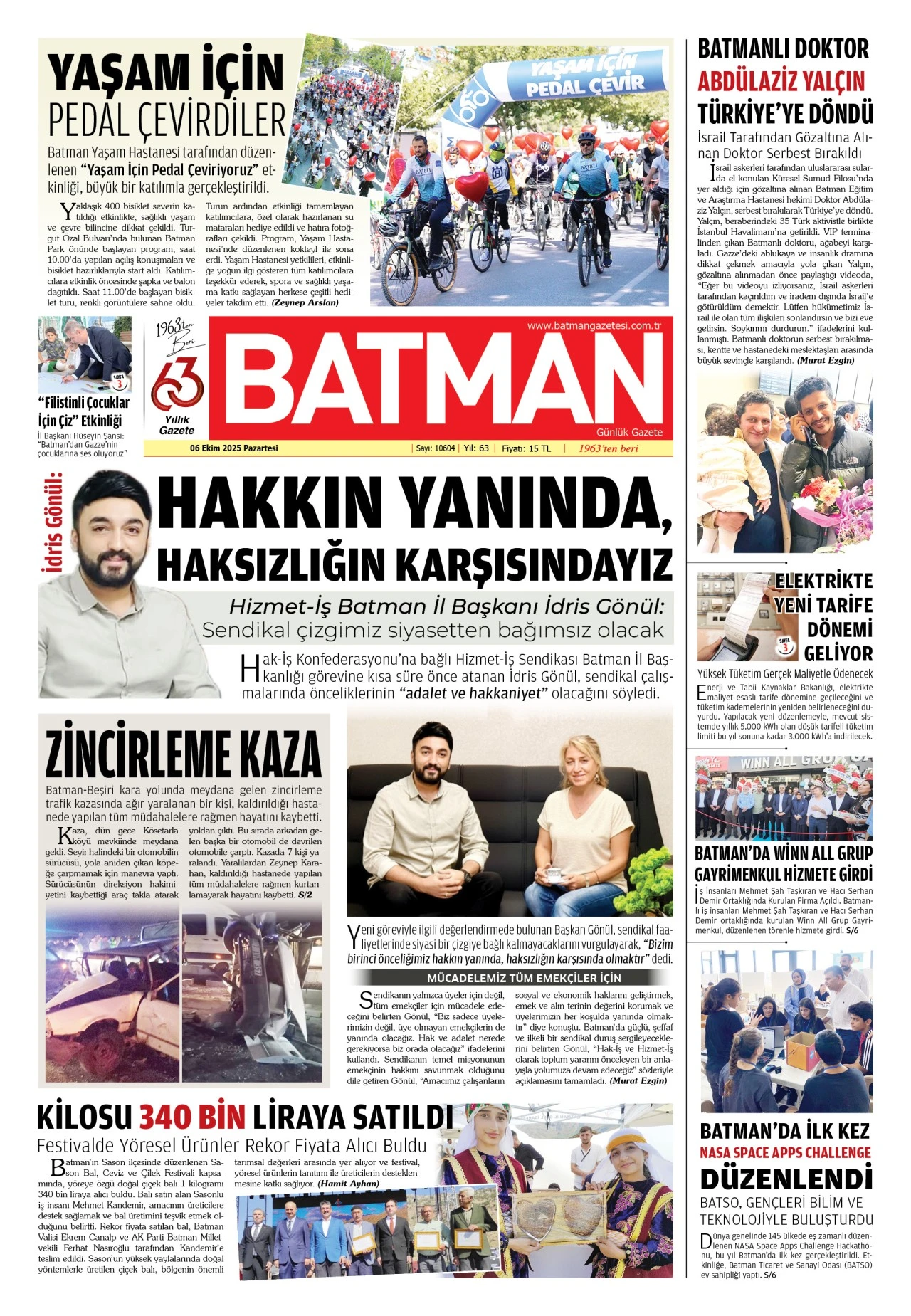 6 EKİM 2025 PAZARTESİ