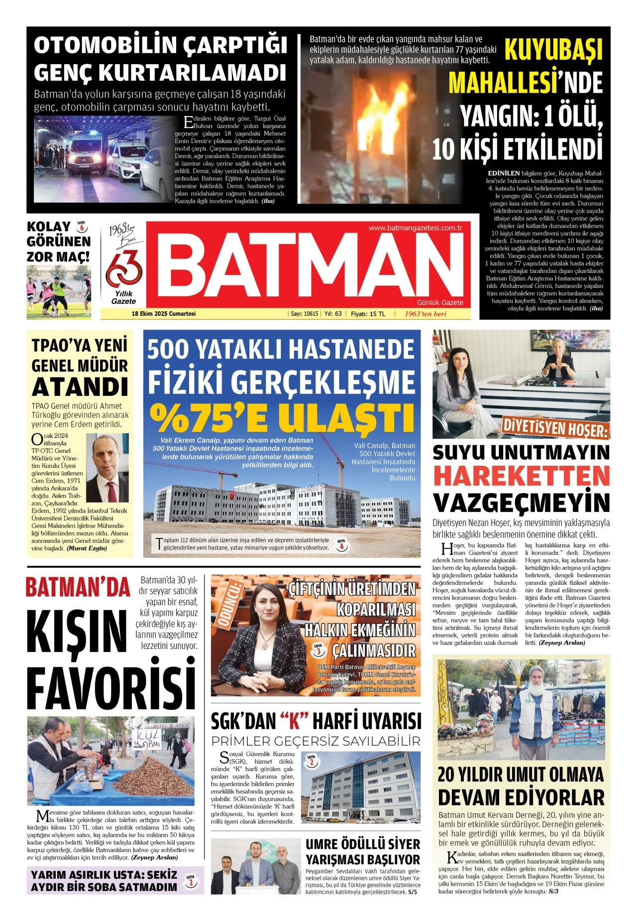 18 EKİM 2025 CUMARTESİ