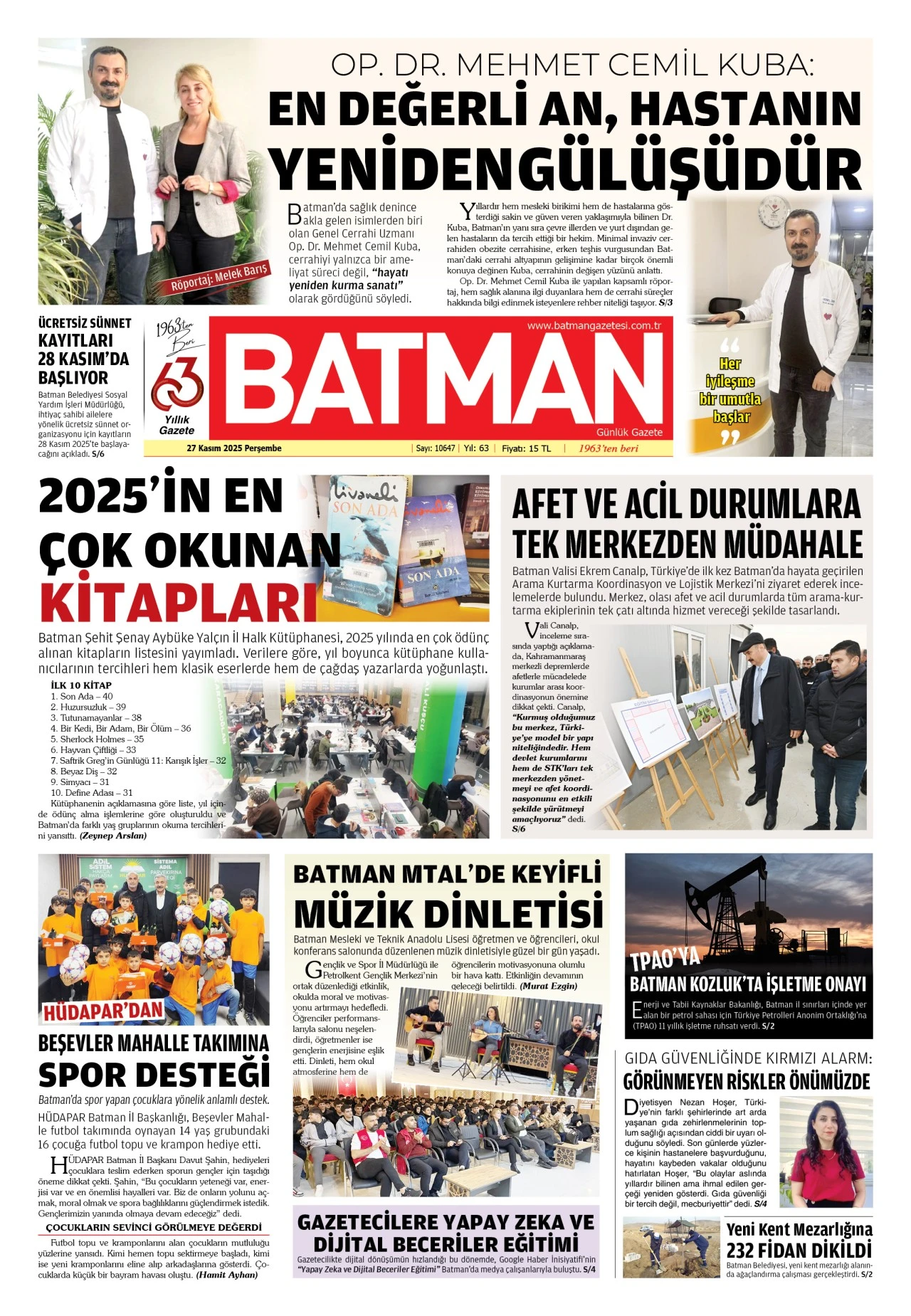 27 KASIM 2025 PERŞEMBE