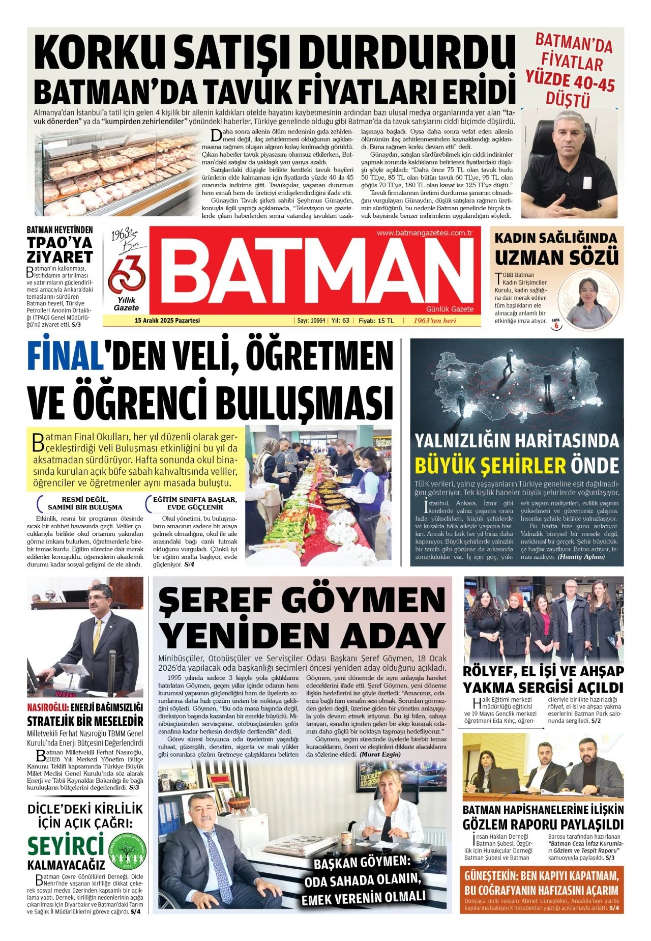 15 ARALIK 2025 PAZARTESİ