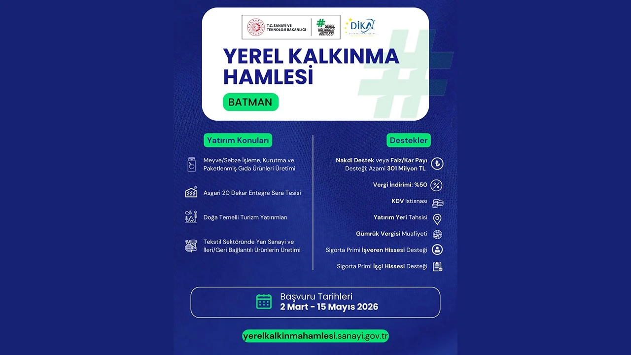 301 MİLYON TL&rsquo;YE KADAR YATIRIM DESTEĞİ