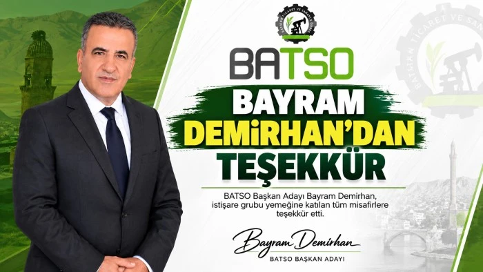 BAYRAM DEMİRHAN&rsquo;DAN TEŞEKK&Uuml;R