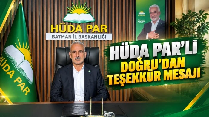 H&Uuml;DA PAR&rsquo;LI DOĞRU&rsquo;DAN TEŞEKK&Uuml;R MESAJI