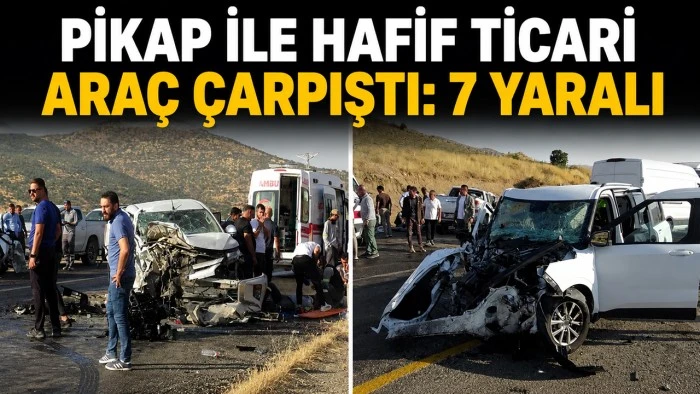 PİKAP İLE HAFİF TİCARİ ARA&Ccedil; &Ccedil;ARPIŞTI: 7 YARALI
