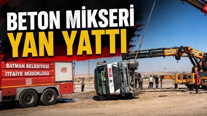 BETON MİKSERİ YAN YATTI