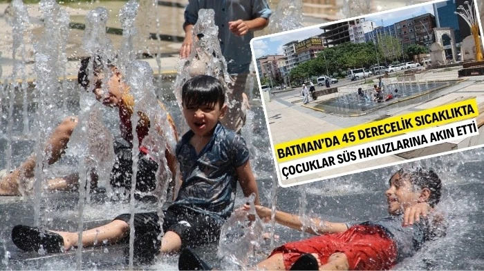45 DERECELİK SICAKLIKTA ÇOCUKLAR SÜS HAVUZLARINA AKIN ETTİ