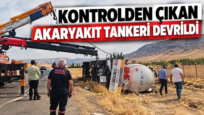 Kontrolden &Ccedil;ıkan Akaryakıt Tankeri Devrildi