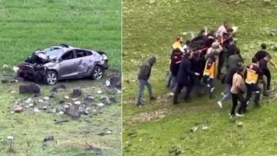 ARA&Ccedil; U&Ccedil;URUMA YUVARLANDI: AĞIR YARALI VAR