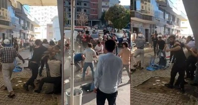 İKİ GRUP ARASINDA TAŞLI SOPALI KAVGA