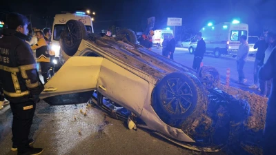 KONTROLDEN ÇIKAN ARAÇ TAKLA ATTI: 1 YARALI