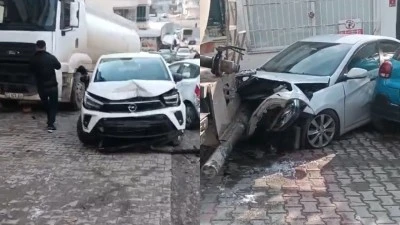 FRENİ BOŞALAN TANKER ARA&Ccedil;LARA &Ccedil;ARPTI