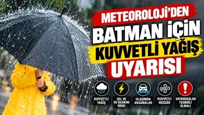Meteoroloji&rsquo;den Batman i&ccedil;in kuvvetli yağış uyarısı