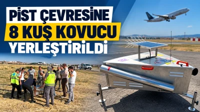 Pist &ccedil;evresine 8 kuş kovucu yerleştirildi