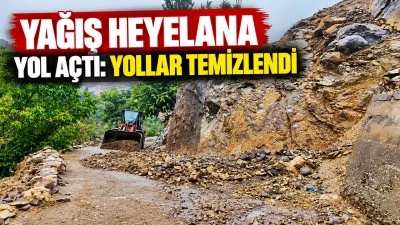 Yağış heyelana yol a&ccedil;tı: Yollar temizlendi