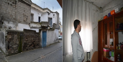 YIKILMA TEHLİKESİ OLAN EVDE KORKUYLA YAŞIYORLAR